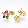 Brass Micro Pave Cubic Zirconia Ear Studs X-EJEW-S201-49-1