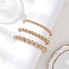 3Pcs 3 Styles Electroplated Natural Lava Rock Round Beads Stretch Bracelets for Women Men BJEW-JB11982-3
