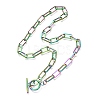 Unisex Vacuum Plating 304 Stainless Steel Paperclip Chain Necklaces NJEW-H215-02MC-1