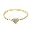 Rack Plating Brass Micro Pave Cubic Zirconia Heart Hinged Bangles for Women BJEW-R317-01B-G-2