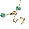 Glass Flower Link Chain Necklaces NJEW-H041-04G-02-3