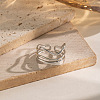 304 Stainless Steel Layered Waved Cuff Rings LS-IP1219-3-1