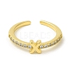 Clear Cubic Zirconia Initial Letter Open Cuff Ring RJEW-H120-09G-X-2