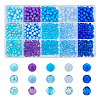 1050Pcs 15 Style Blue Series Transparent & Opaque Acrylic/Plastic Beads MACR-CA0001-10-1