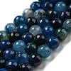 Faceted Natural Dragon Veins Agate Beads Strands G-F447-12mm-L06-2