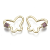 Brass Micro Pave Cubic Zirconia Screw Carabiner Lock Charms KK-R136-071C-NF-2