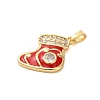 Christmas Theme Rack Plating Brass Cubic Zirconia Pendants KK-K385-119G-06-2