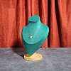 Velvet Bust Necklace Display Stands with Wooden Base ODIS-Q041-02B-01-1