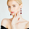 ANATTASOUL 3 Pairs 3 Colors Glass Teardrop Dangle Stud Earrings with Rhinestone EJEW-AN0003-98-6