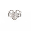 Non-Tarnish 304 Stainless Steel Flat Round with Virgin Mary Open Cuff Ring for Women RJEW-S405-176P-1