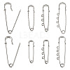 6 Styles 304 Stainless Steel Safety Pins Brooch Findings STAS-TA0006-12P-1