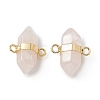 Natural Rose Quartz Double Terminal Pointed Connector Charms G-P491-11G-05-2