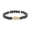 Natural Howlite & Lava Rock Round Beads Stretch Bracelets Set BJEW-JB06982-02-2