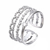Non-Tarnish 304 Stainless Steel Star Open Cuff Ring RJEW-T023-94P-3