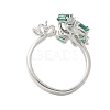 Bowknot & Flower Brass Micro Pave Cubic Zirconia Cuff Ring Settings KK-K297-20P-3