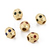 Brass Micro Pave Cubic Zirconia Beads ZIRC-P088-11G-1