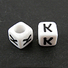 Letter Acrylic European Large Hole Beads OPDL-R050-10mm-K-1