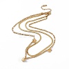 304 Stainless Steel Herringbone & Figaro Chains Double Layer Necklace with Butterfly Charms for Women NJEW-P269-13G-1