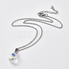 Electroplated Glass Pendant Necklaces NJEW-JN02607-1
