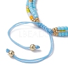 Adjustable Glass Seed Beaded Triple Layer Multi-strand Bracelet BJEW-MZ00048-02-3