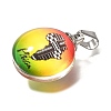 Flat Round 201 Stainless Steel Acrylic Pendants STAS-U036-01P-11-2