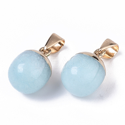 Top Golden Plated Natural White Jade Pendants G-T131-03P-1