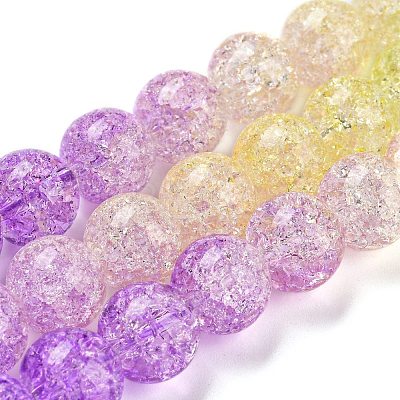 Spray Painted Crackle Glass Beads Strands DGLA-C002-10mm-07-1