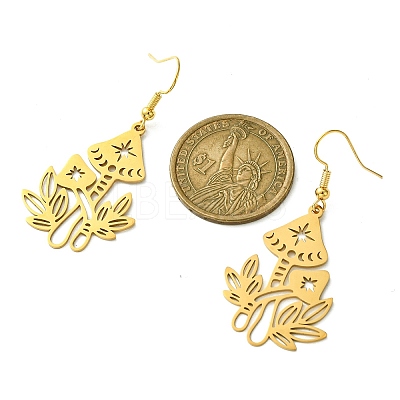 Hollow Mushroom 201 Stainless Steel Dangle Earrings EJEW-TA00389-01-1