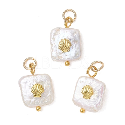 Baroque Natural Nucleated Pearl Keshi Pearl Pendants X-PALLOY-JF04833-1
