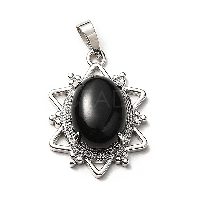Natural Obsidian Pendants G-B033-03P-19-1