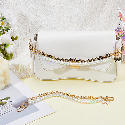 2Pcs ABS Plastic Imitation Pearl Bag Handles HJEW-HS00093-1