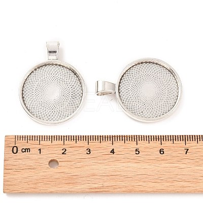 Flat Round Alloy Pendant Cabochon Settings PALLOY-A15654-AS-1