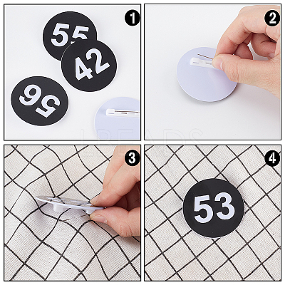 1 Set Round ABS Plastic Number Brooches Sets JEWB-OC0001-02D-1