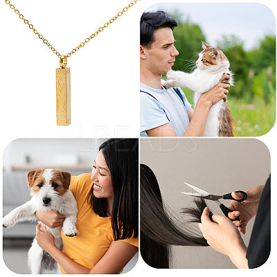 304 Stainless Steel Rectangle with Tree of Life Pendant Urn Ashes Necklaces NJEW-WH0036-030G-1