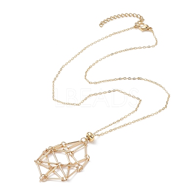 Brass Braided Macrame Pouch Empty Stone Holder for Pendant Necklace Making NJEW-JN04331-01-1