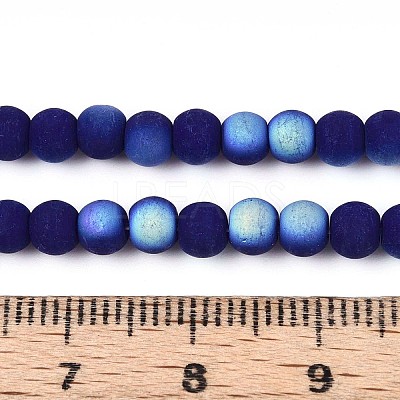 Frosted Opaque Glass Beads Strands GLAA-T032-P4mm-MBB03-1