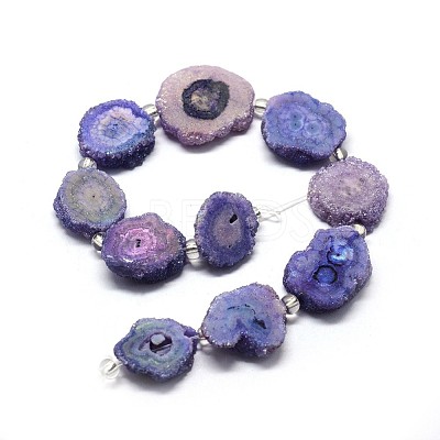 Natural Druzy Quartz Crystal Beads Strands G-F582-A02-1