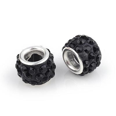Polymer Clay Rhinestone European Beads CPDL-T001-02-1