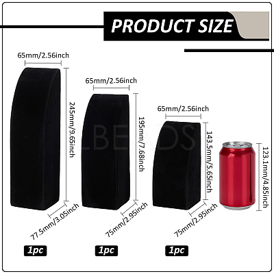 3Pcs 3 Sizes Vertical MDF Wood Covered with Velvet Necklace Display Stands NDIS-WH0023-001A-1
