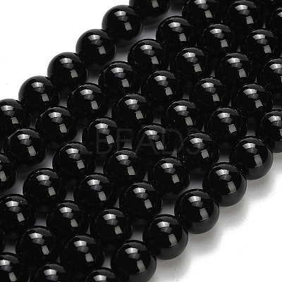 Natural Black Onyx(Dyed & Heated) Beads Strands X-G-H329-C06-8mm-1