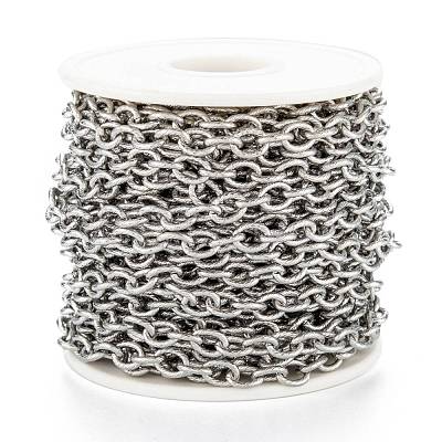 Tarnish Resistant 304 Stainless Steel Textured Cable Chains CHS-O010-04P-1