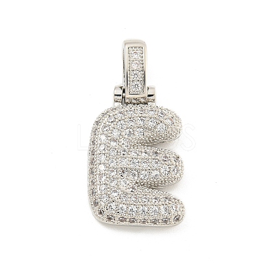Brass Micro Pave Clear Cubic Zirconia Pendants KK-B099-01P-E-1