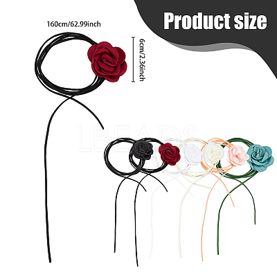 6Pcs 6 Colors Velvet Flower Collar Choker Necklaces Set NJEW-FI0001-09-1