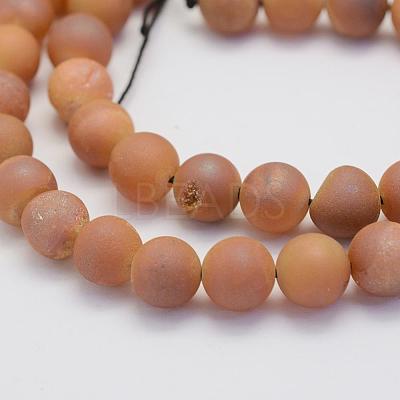 Electroplate Natural Druzy Agate Beads Strands G-G708-10mm-M-1