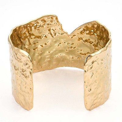 Ion Plating(IP) 304 Stainless Steel Wide Open Cuff Bangle for Women BJEW-F442-03G-1