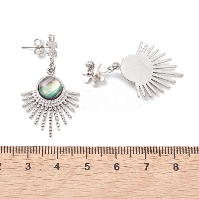 Paua Shell Dangle Stud Earrings EJEW-JE06963-02-1
