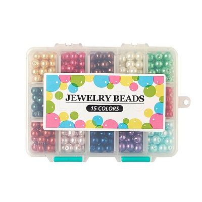 15 Color Glass Pearl Beads HY-X0008-8mm-1