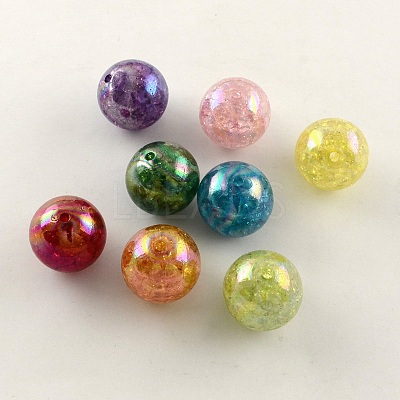 AB Color Transparent Crackle Round Acrylic Beads X-CACR-S006-M-1