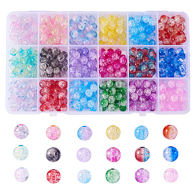 450Pcs 18 Colors Gradient Color Transparent Crackle Acrylic Beads MACR-CJ0001-15-1