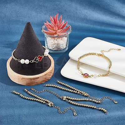 8Pcs Half Finished Brass Round Beaded Bracelets AJEW-NB0003-64-1